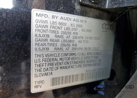 2017 Audi Q7 Premium Plus из США, поврежденный, VIN WA1LAAF73HD021802